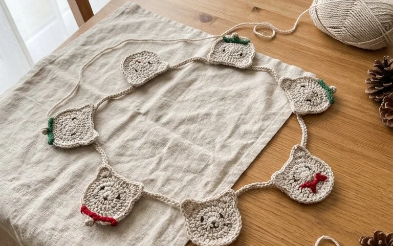 Festive Crochet Christmas Kitty Fairy Light Garland DIY Holiday Amigurumi Ideas